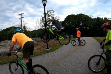 Ronnie hops his trials bike