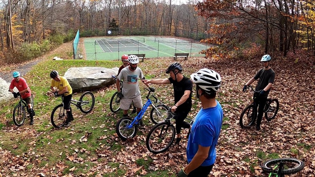 Mike Steidley giving some bike trials coaching