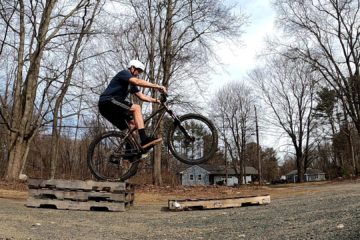 Small drop gap on a hardtail mountain bike