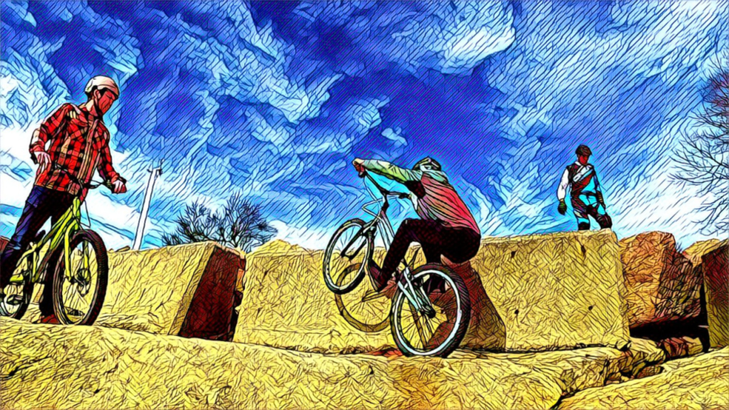 Mike prepares to launch into a sidehop onto a concrete wall