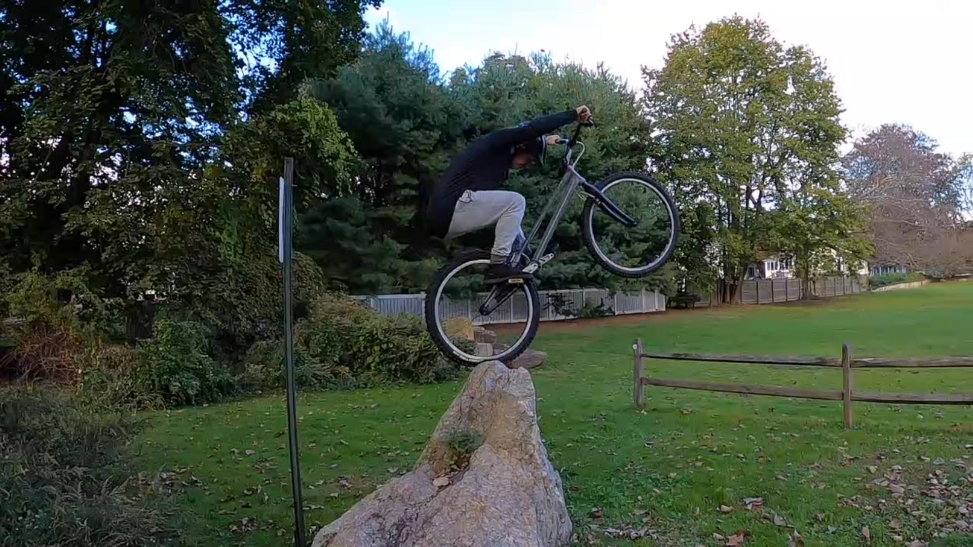 Mike does a hook to rear wheel drop