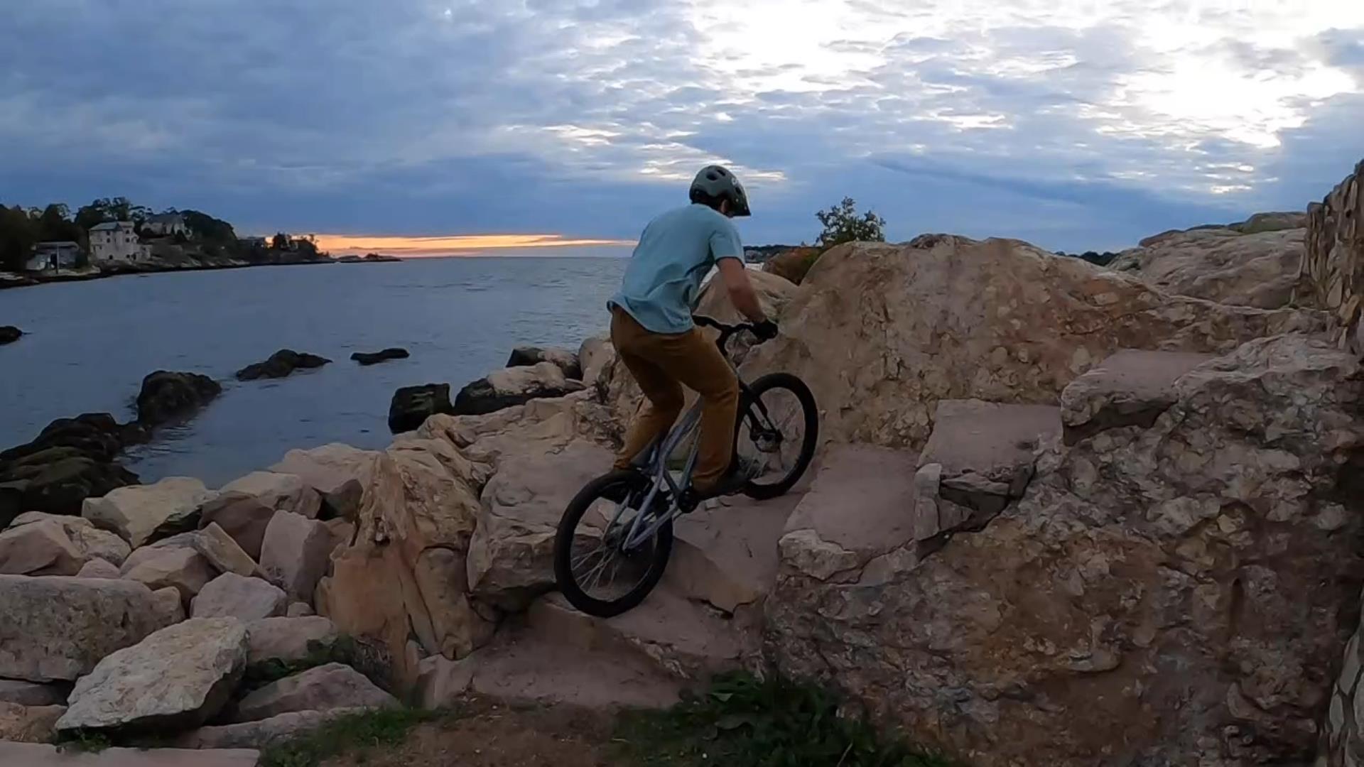Jose practicing his stair climbing skills on his bike