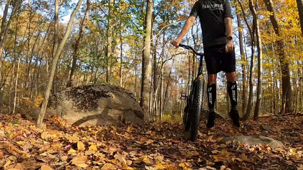 Tim hops into the air (but not on his trials bike)