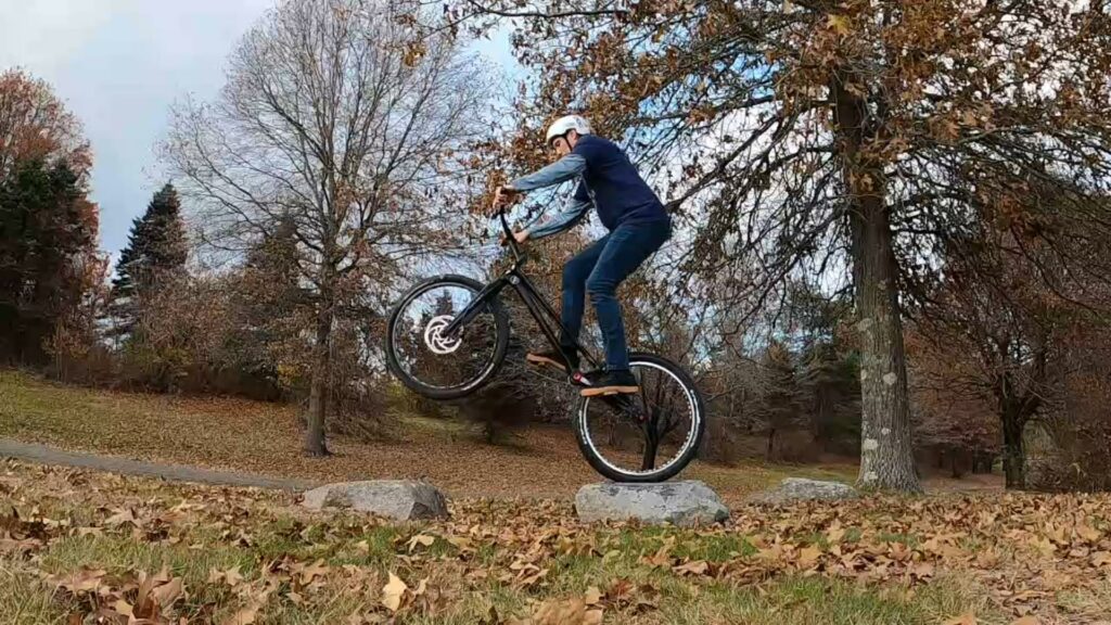 Hopping between rocks on my trials bike