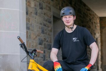 Nathaniel Moore on his trials bike