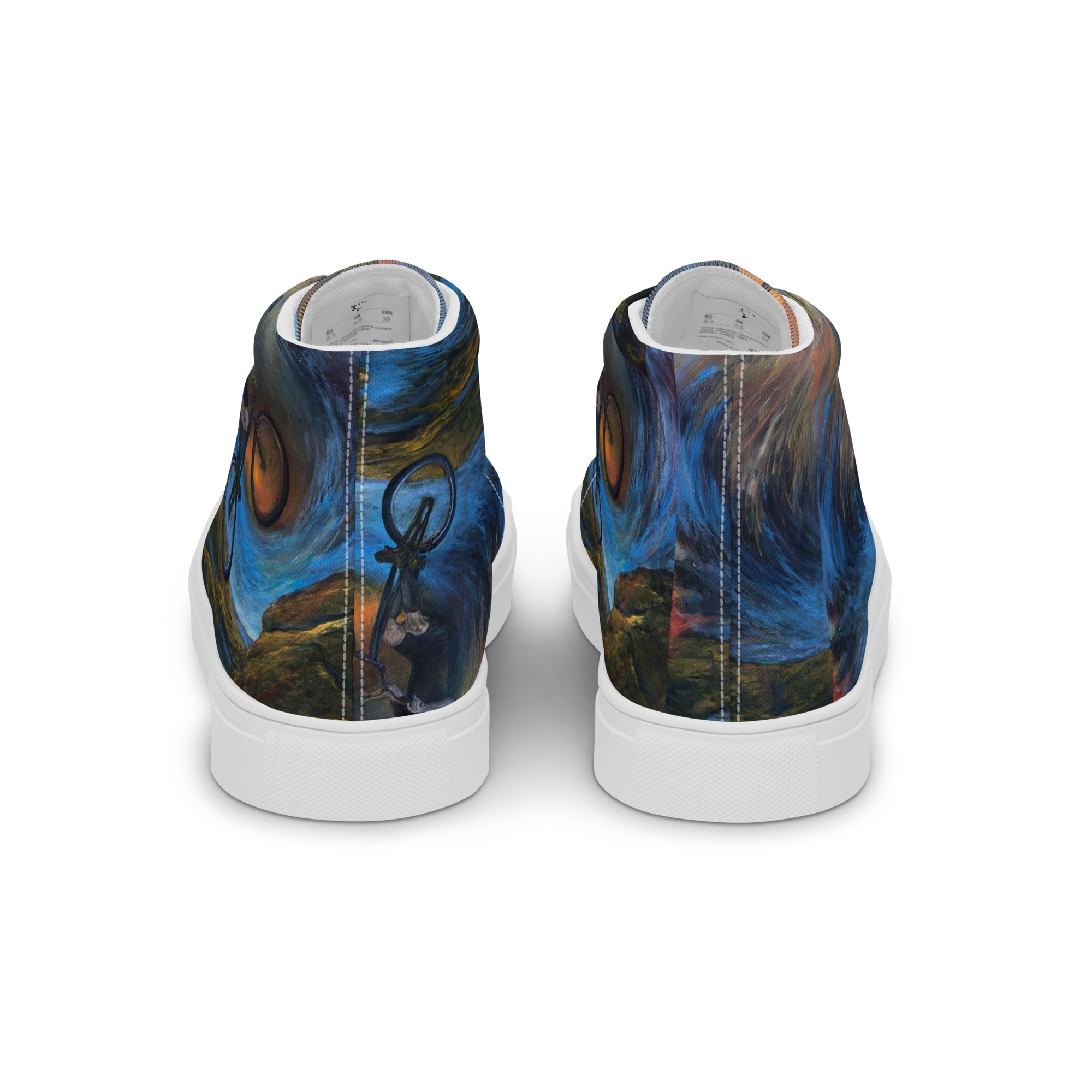 Men’s high top canvas shoes with trials biker painting print - Image 11