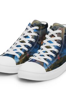 Men’s high top canvas shoes with trials biker painting print