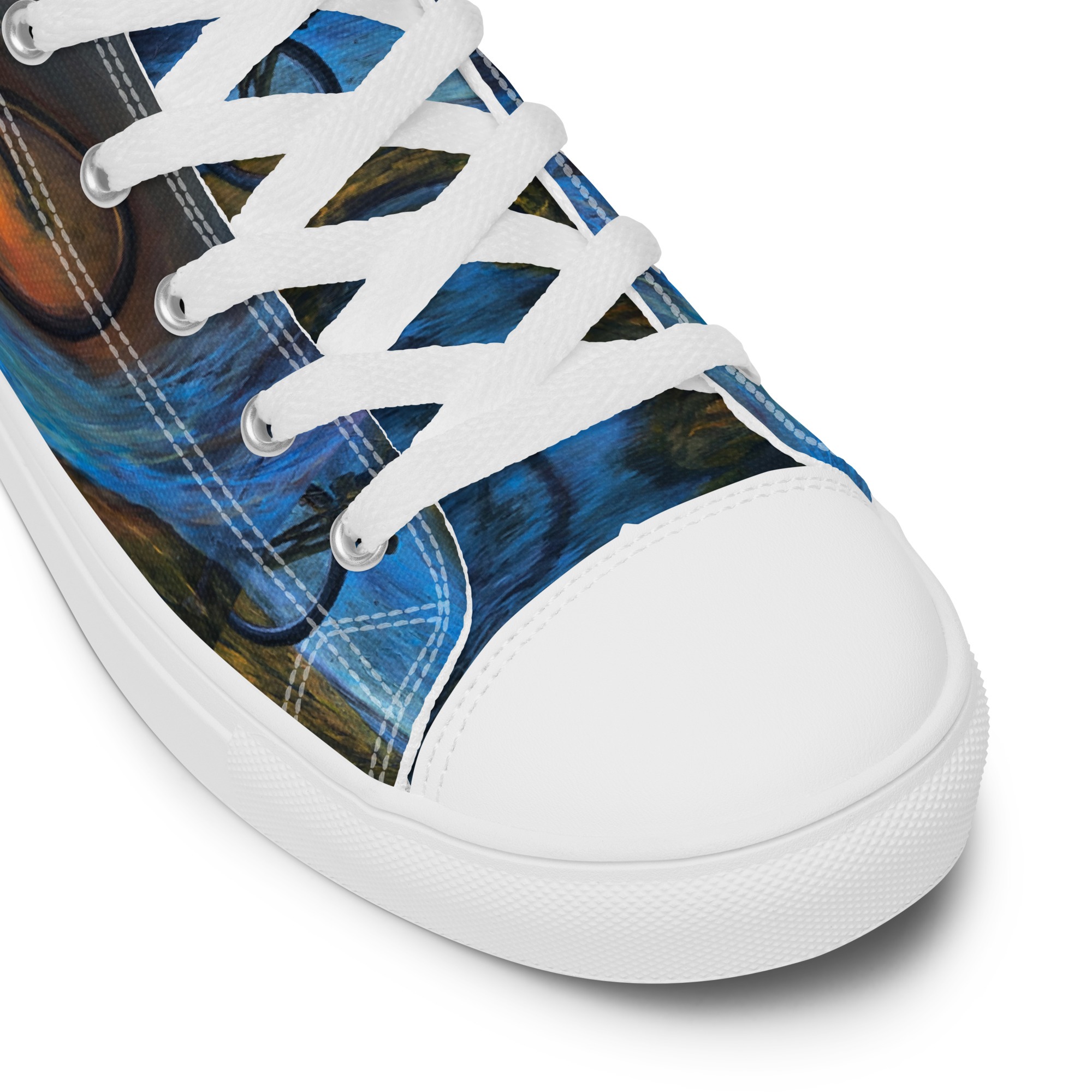 Men’s high top canvas shoes with trials biker painting print - Image 4