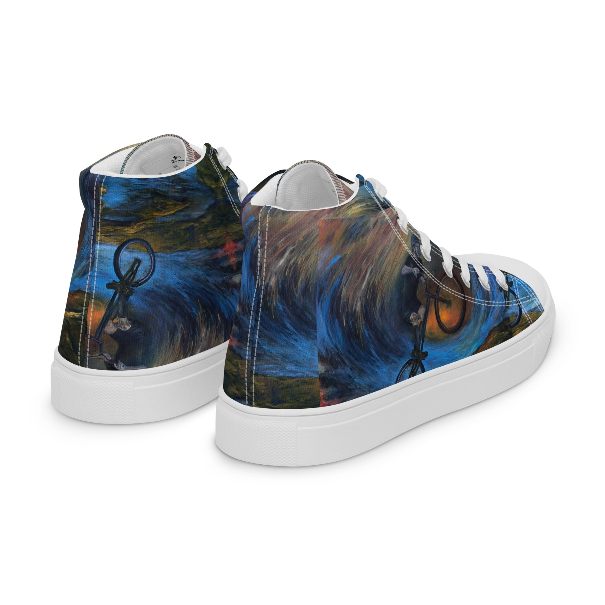 Men’s high top canvas shoes with trials biker painting print - Image 14