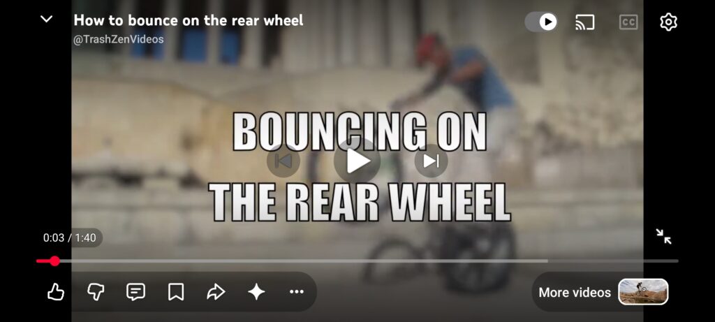 YouTube video example (back wheel hops), accessible using an embedded QR code in the book Your Complete Guide To Trials Riding - Street Trials Augmented Edition, by Julien Happich