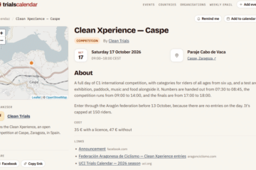 Details for an event displayed on the Trials Calendar website